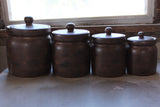 4 Piece Canister Set with Lids Stoneware Pottery