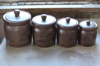 4 Piece Canister Set with Lids Stoneware Pottery