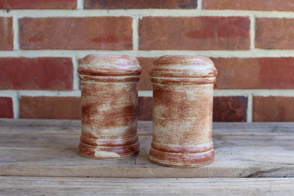 Salt and Pepper Shakers with Stoppers Stoneware Pottery